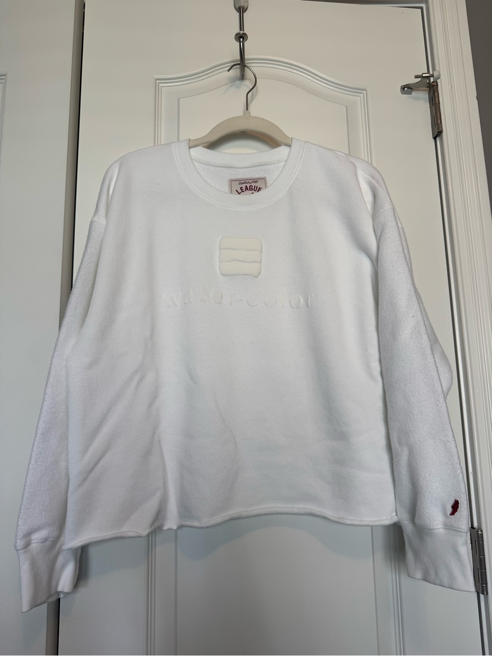 League White Crewneck Cropped Women’s Water Color Sweatshirt